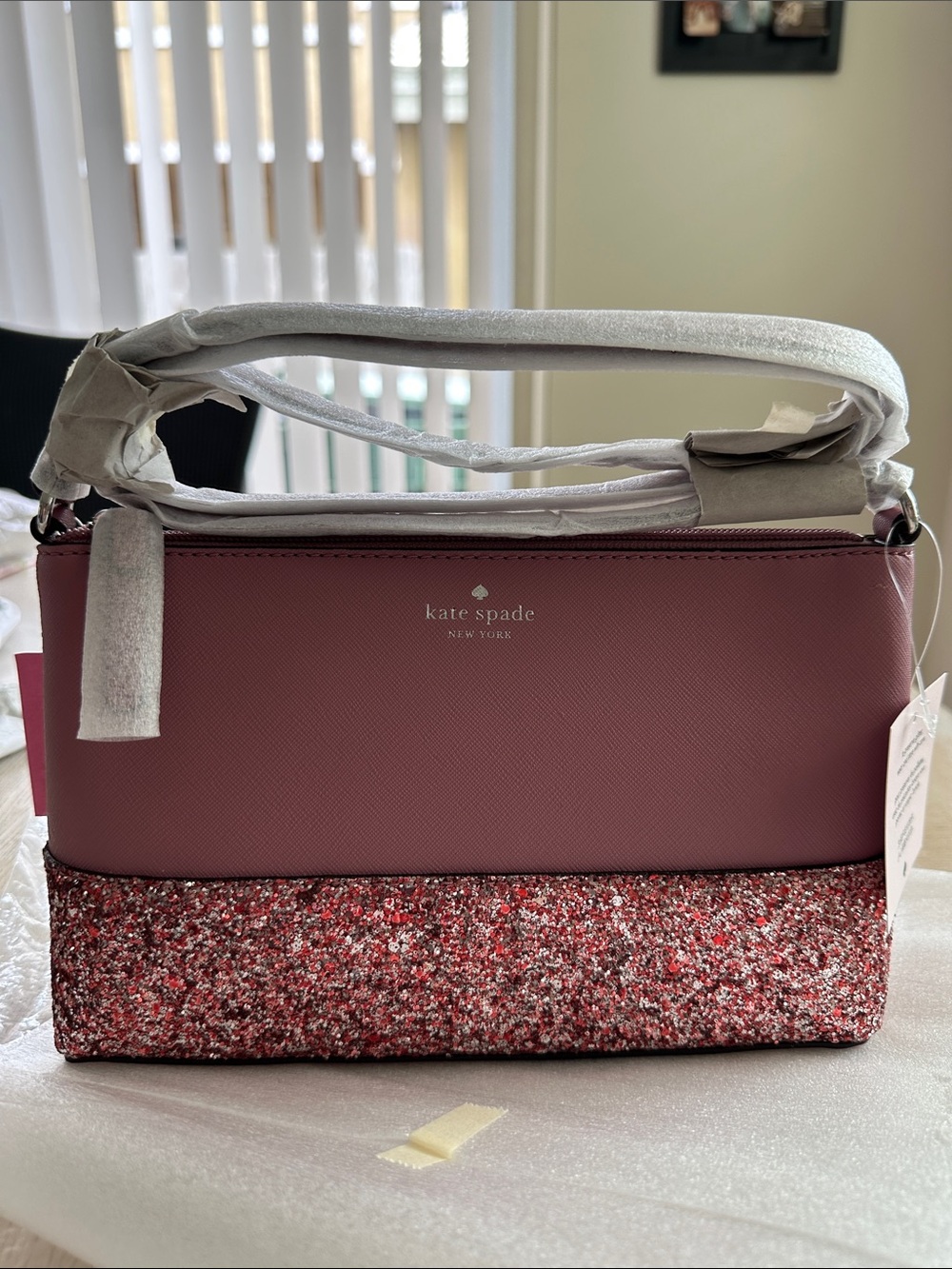kate spade NWT Rose Pink Two-Tone Glitter Crossbody Bag